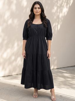 Globus - Women Black Poplin Square Neck 1 Dress