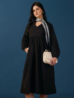 Globus - Women Black Cotton V-Neck 1 Dress