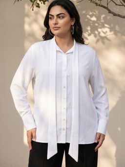 Globus - Women White Moss Crepe Collar Neck 1 Shirt