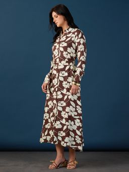 Globus - Women Brown Rayon Collar Neck 1 Dress