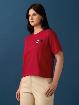Globus - Women Red Cotton Round Neck 1 T-Shirt