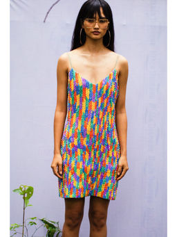 Nirmooha - Blue Handcrafted Sequin Embroidered Cami Mini Dress