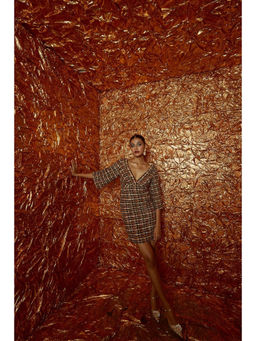 Nirmooha - Brown Tweed Mini Bodycon Dress