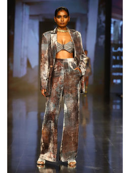 Nirmooha - Grey Cording Bralette and Pant with Belt