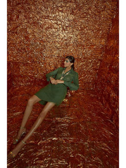 Nirmooha - Green Georgette Shirt and Skirt with Belt