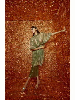 Nirmooha - Green Kaftan and Pant with Belt with Slip