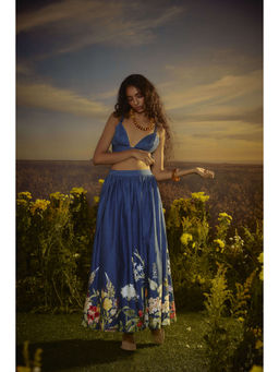 Nirmooha - Blue Celestial Charm Bralette and Skirt with Belt