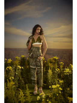 Nirmooha - Green Power Pose Blazer and Pant with Belt