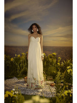 Nirmooha - White Breezy Bloom Strapless Maxi Dress