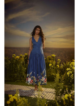 Nirmooha - Blue Harmonious Duo V-Neck Dress