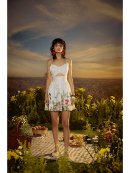 Nirmooha - White Harmonic Bloom Mini Dress