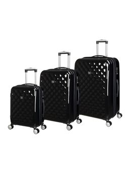 it luggage - Fashionista Glossy Black Set of 3 28-24-20 Inches Expandable Hardsided TSA Trolley