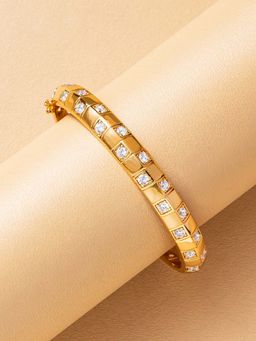 ANAQA JEWELS - Geometric Grid Stone Gold Bracelet