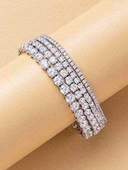 ANAQA JEWELS - Classic Multi-Solitaire Tennis Silver Bracelet