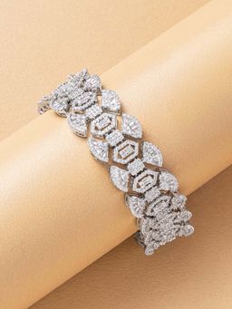 ANAQA JEWELS - Crystal Tennis Silver Bracelet