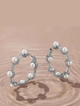 ANAQA JEWELS - Halo Pearl White Hoops