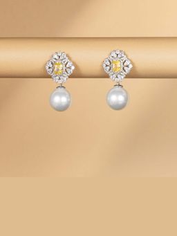 ANAQA JEWELS - Citrine Pearl Drops Yellow Earrings