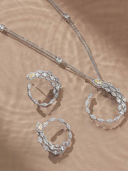 ANAQA JEWELS - Elegant Curve Yellow Necklace with Earrings