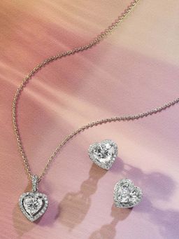 ANAQA JEWELS - Eternal Heart White Pendant with Chain and Earrings