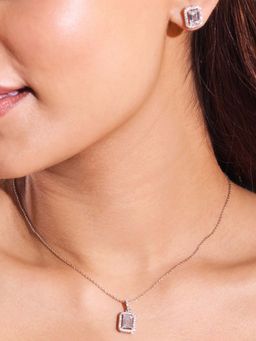 ANAQA JEWELS - Eternal Rectangle White Pendant with Chain and Earrings