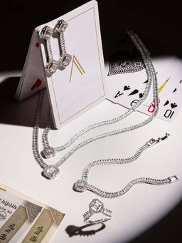 ANAQA JEWELS - The Dazzle Full Silver Necklace Earrings with Bracelet and Ring