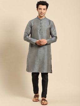 Amodh by Kisah - Men Charcoal Grey Kurta