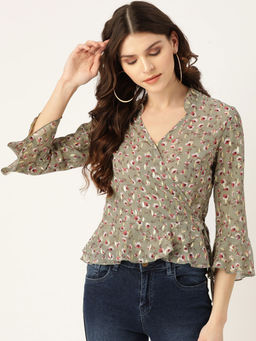 Twenty Dresses by Nykaa Fashion - Olive Spread The Sparkle Top