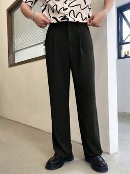 BROADSTAR - Stretchable Black Straight Fit Korean Trouser