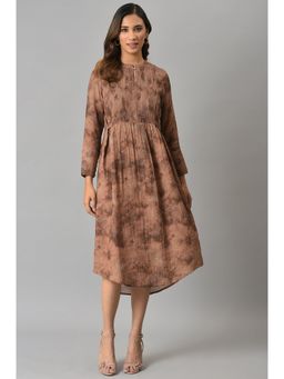 W - Brown Printed Midi Dress