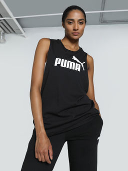 Puma - Essentials Cut Off Logo Womens Black Tanks