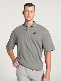 Puma - CLASSICS Boxy Mens Grey Polo T-Shirt
