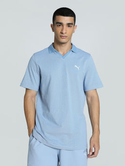 Puma - Essentials V Neck Mens Blue Polo T-Shirt