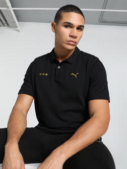 Puma - Unisex Black Typography Polo T-Shirt