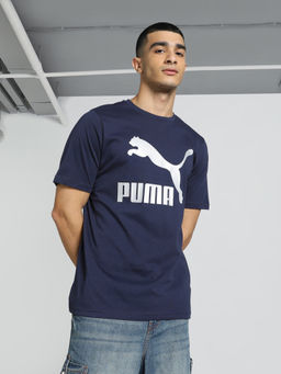 Puma - Essentials+ Metallic Logo Mens Navy Blue T-Shirt