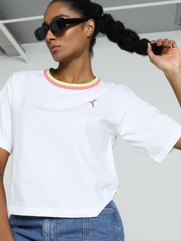Puma - Elevated Relaxed Womens White T-Shirt