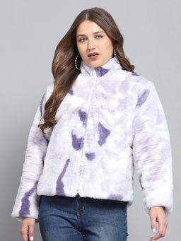 Monte Carlo - Women Solid Lavender Collar Neck Full Sleeve Jacket