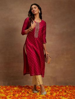 Libas - Pink Woven Kurta
