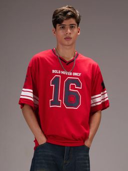 IZF - No- 16 Oversize Varsity Red T-Shirt