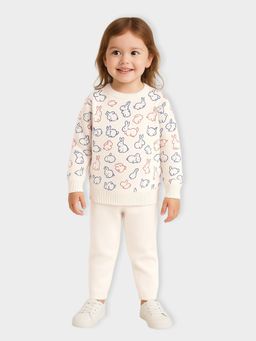Mi Arcus - Bunny Print Round Neck Full Sleeves Sweater With Pyjama