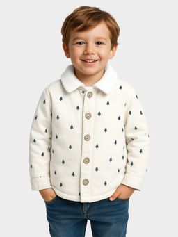 Mi Arcus - Cream Printed Sherpa Lining Full Sleeves Shirt