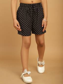 Mini & Ming - Girl Black Polka Dot Printed Shorts