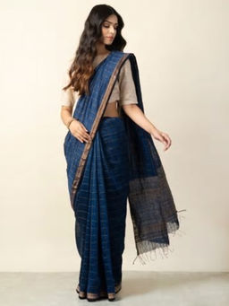 Fabindia - Linen Silk Checks Sari