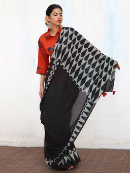 Chidiyaa - Nomad Barkha Blockprinted Cotton Saree
