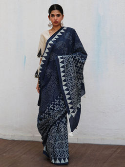 Chidiyaa - Nomad Augusta Blockprinted Cotton Saree