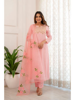 Roohaniyat - Pink Floral and Embroidered Kurta with Pant and Dupatta (Set of 3)