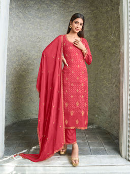 Seerat - Digital Bandani Printed Kurta with Trouser & Scalloped Dupatta (Set of 3)