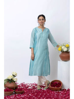 SMRITI GUPTA - Light Blue Floral Block Printed Kurta