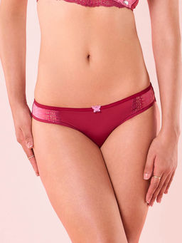 Enamor - Red Scallop Wave Low Waist Lace Bikini