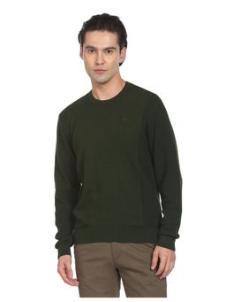 Arrow - Men Olive Crew Neck Textured Sweater