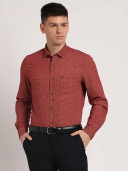 Turtle - Men Red Printed Pure Cotton Collar Neck Casual Shirt